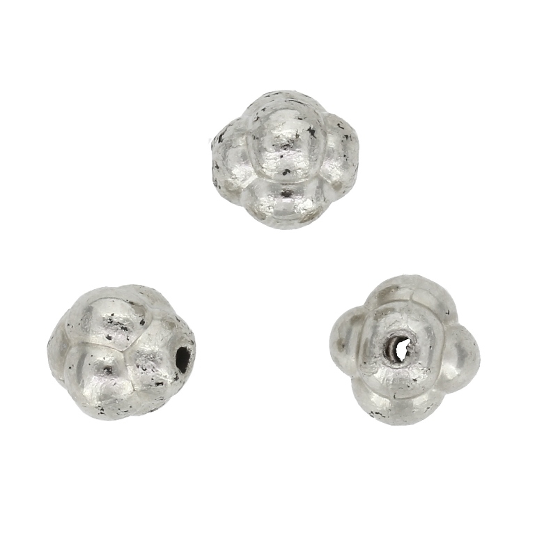 METAL PLATED PLASTIC / CCB BEADS - KNOT - 12x12mm NICKEL - PACKAGE 500g Hole-2.5mm (772pcs.)