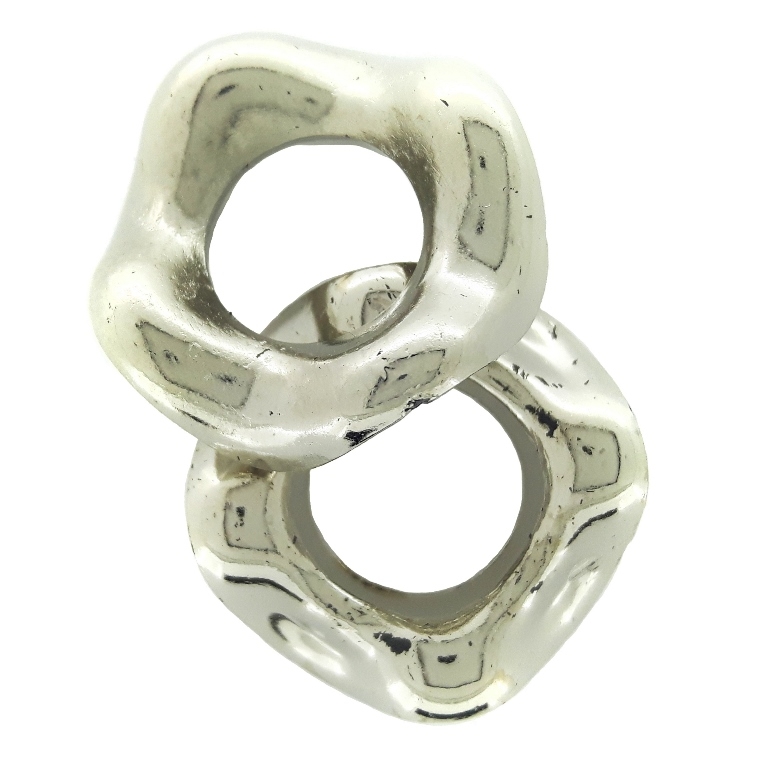 METAL PLATED PLASTIC / CCB BEADS - RING WAVE - 20x7mm NICKEL - PACKAGE 500g Hole-10.0mm (762pcs.)