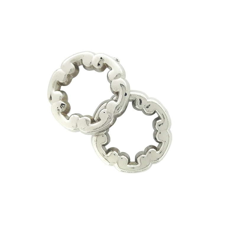 METAL PLATED PLASTIC / CCB BEADS - RING FLOWERS 01 - 15x3mm NICKEL - 50g Hole-10.0mm (153pcs.)