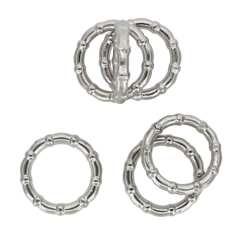 METAL PLATED PLASTIC / CCB BEADS - RING RELIEF 01 - 20x3mm NICKEL - 50g Hole-14.0mm (123pcs.)