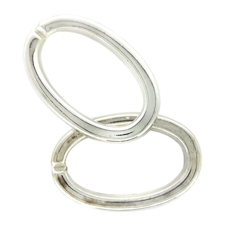 METAL PLATED PLASTIC / CCB BEADS - RING OVAL WITH SLOT - 26x17x3.5mm NICKEL - PACKAGE 250g Hole-20x11mm (458pcs.)