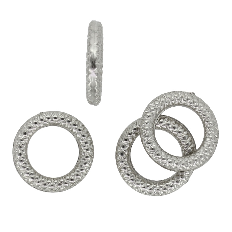 METAL PLATED PLASTIC / CCB BEADS - RING RELIEF 03 - 20x3.5mm NICKEL - 50g Hole-13.0mm (83pcs.)