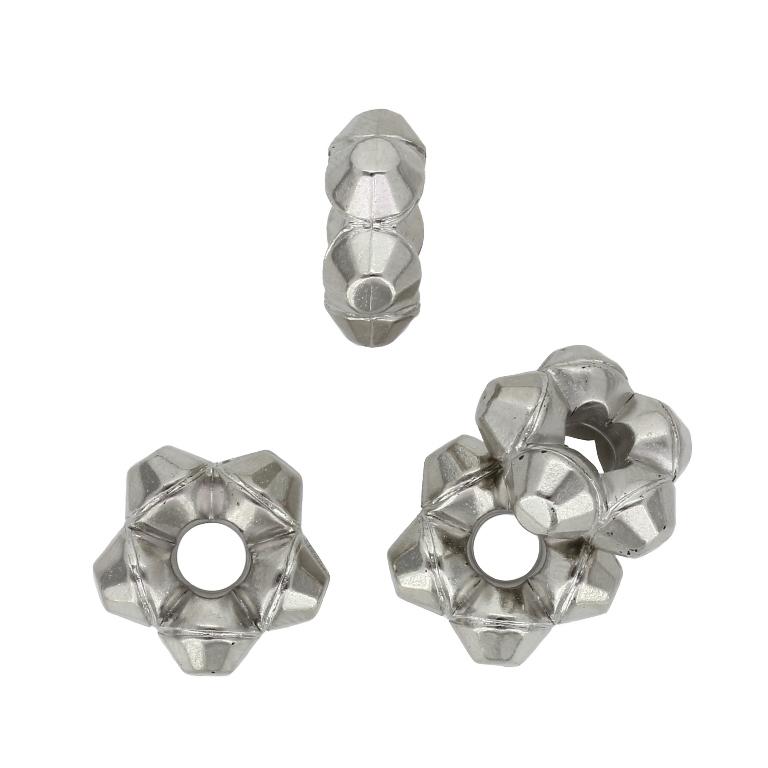 METAL PLATED PLASTIC / CCB BEADS - RING STAR - 17x8mm NICKEL - 50g Hole-5.0mm (48pcs.)