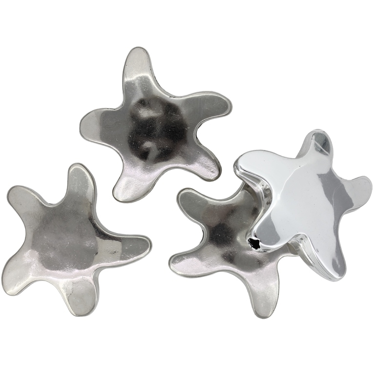 METAL PLATED PLASTIC / CCB BEADS - STARFISH SMOOTH - 43x45x10mm NICKEL - PACKAGE 500g Hole-3.8mm (59pcs.)