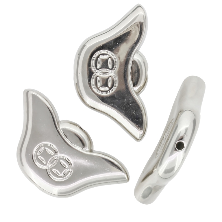 METAL PLATED PLASTIC / CCB BEADS - YUAN BAO TALISMAN - 31x56x10mm NICKEL - 50g Hole-3.0mm (4pcs.)