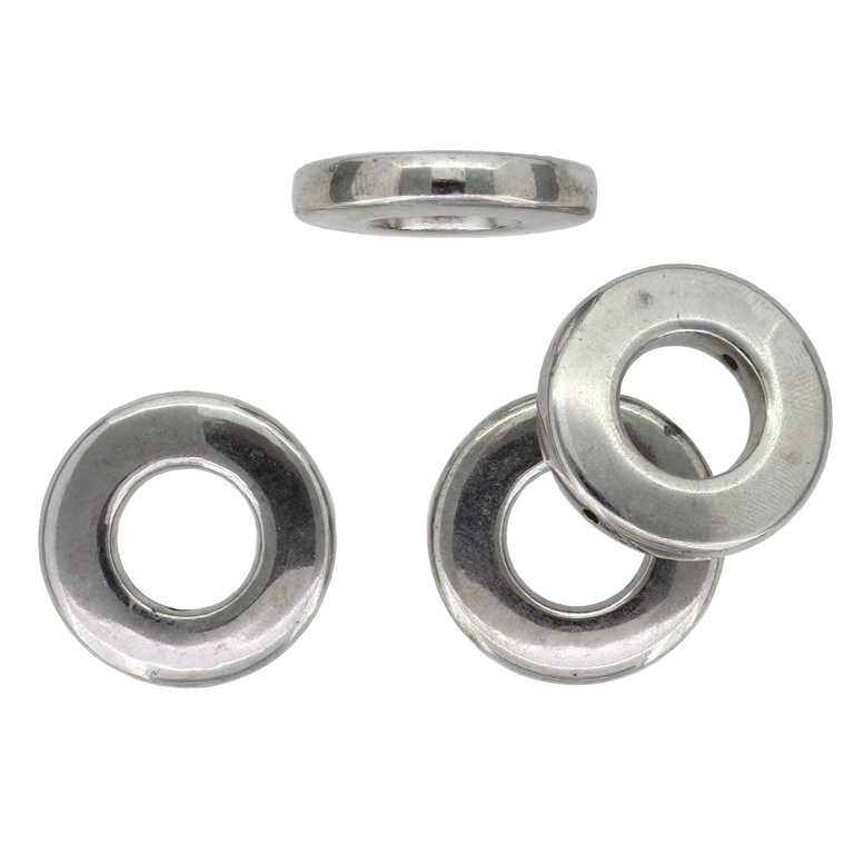 METAL PLATED PLASTIC / CCB BEADS - RING FLAT - 27x5.5mm NICKEL - PACKAGE 500g Hole-2.0mm (170pcs.)