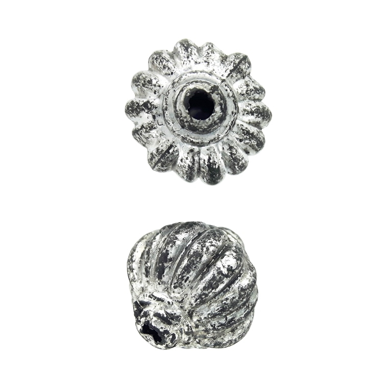 METAL PLATED PLASTIC / CCB BEADS - LANTERN RELIEF 02 - 16x15mm NICKEL (DARK) - PACKAGE 500g Hole-2.5mm (350pcs.)