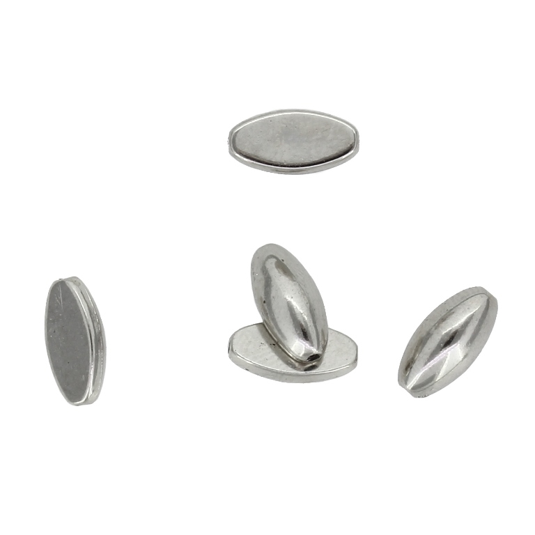 METAL PLATED PLASTIC / CCB BEADS - ELLIPSE 02 - 10x5x3.5mm NICKEL - PACKAGE 500g Hole-1.0mm (4330pcs.)