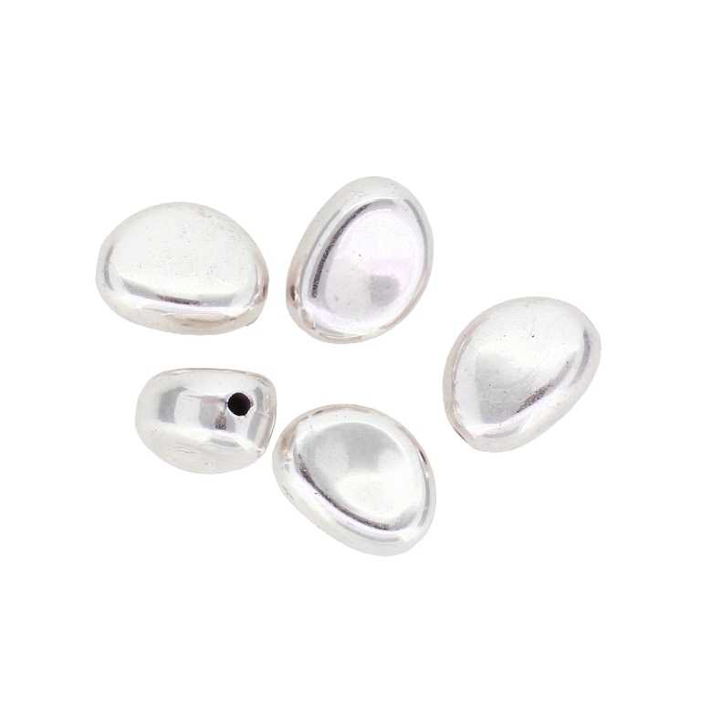 METAL PLATED PLASTIC / CCB BEADS - OVAL IRREGULAR 03 - 14x11x7.5mm SILVER 02 - PACKAGE 500g Hole-2.0mm (630pcs.)