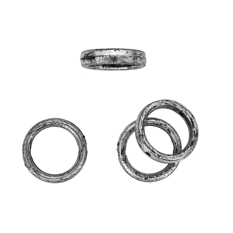 METAL PLATED PLASTIC / CCB BEADS - RING WITH HOLES - 19x4.5mm NICKEL (DARK) - 50g Hole-1.8mm (100pcs.)