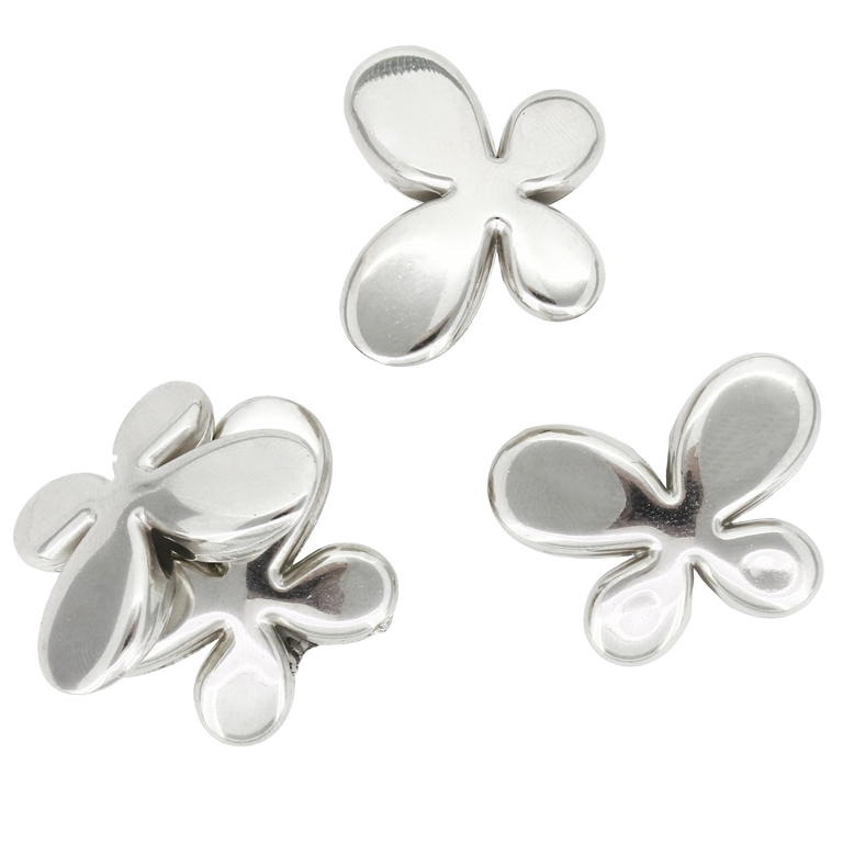 METAL PLATED PLASTIC / CCB BEADS - BUTTERFLY 01 - SMOOTH - 21x29x6mm NICKEL - PACKAGE 500g Hole-3.0mm (265pcs.)