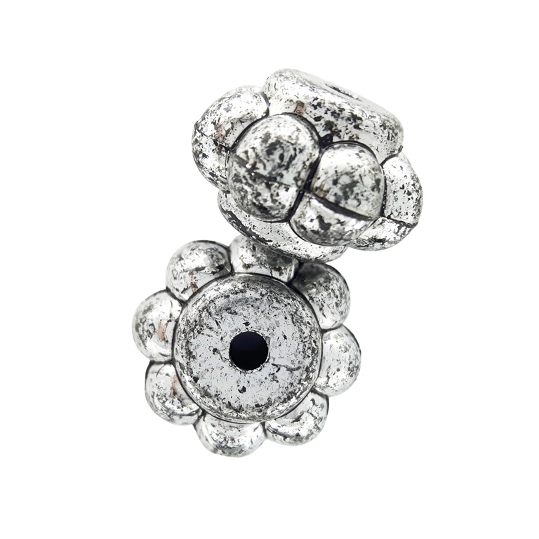 METAL PLATED PLASTIC / CCB BEADS - WASHER FLOWERS 01 - 12.5x19.5mm NICKEL (DARK) - PACKAGE 500g Hole-3.0mm (230pcs.)