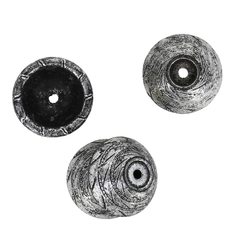 METAL PLATED PLASTIC / CCB BEADS - CAP RELIEF 04 - 16x7mm NICKEL (DARK) - 50g Hole-2.0mm (71pcs.)