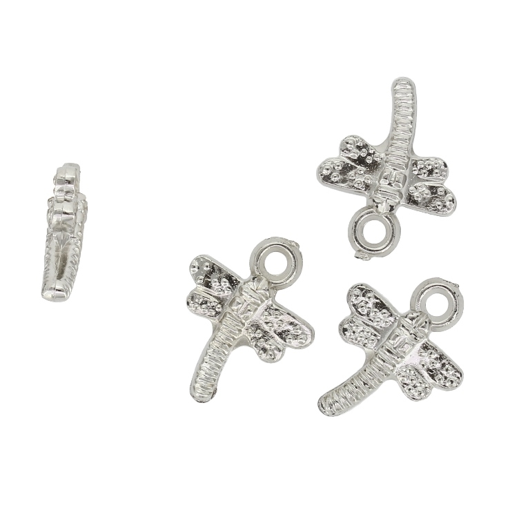 METAL PLATED PLASTIC / CCB PENDANTS - DRAGONFLY - 15x20x4mm NICKEL - PACKAGE 500g Hole-2.5mm (1520pcs.)