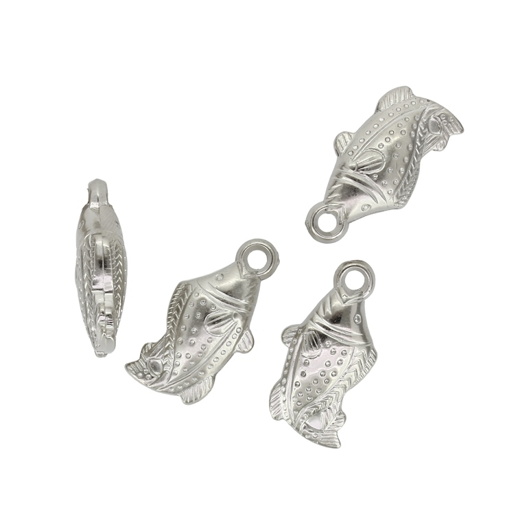 METAL PLATED PLASTIC / CCB PENDANTS - FISH - 14x28x8mm NICKEL - PACKAGE 500g Hole-2.0mm (405pcs.)