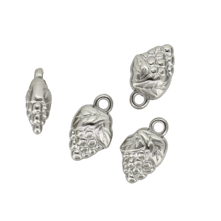 METAL PLATED PLASTIC / CCB PENDANTS - BERRIES - 14x22x8mm NICKEL - PACKAGE 500g Hole-3.0mm (540pcs.)