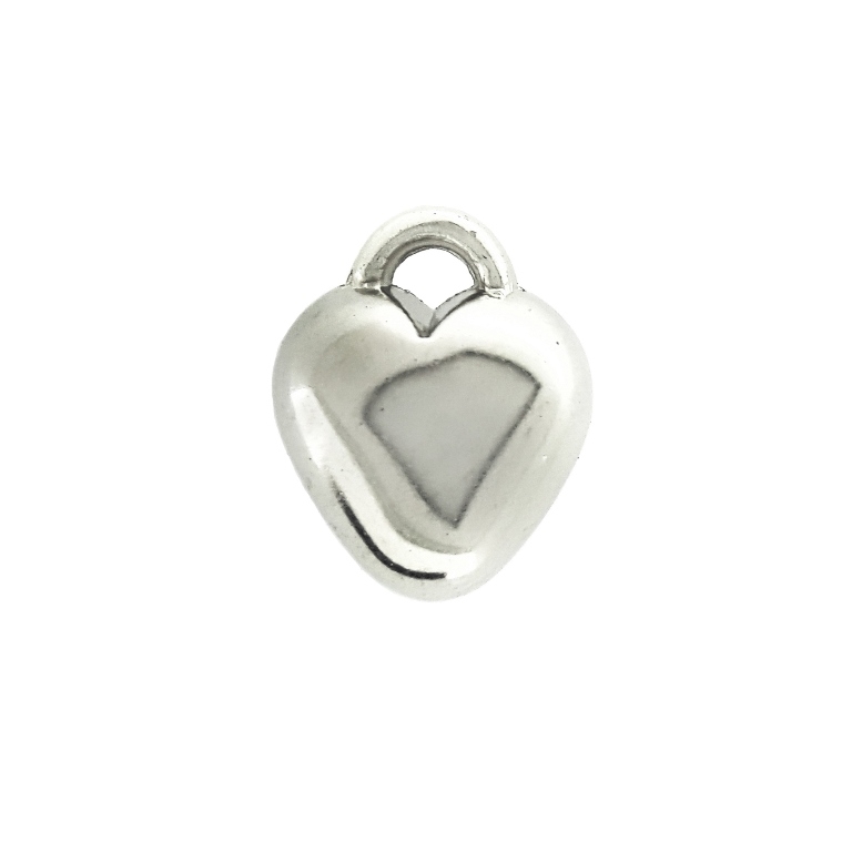 METAL PLATED PLASTIC / CCB PENDANTS - HEART 02 - 12x15x7.5mm NICKEL - PACKAGE 500g Hole-3.0mm (770pcs.)