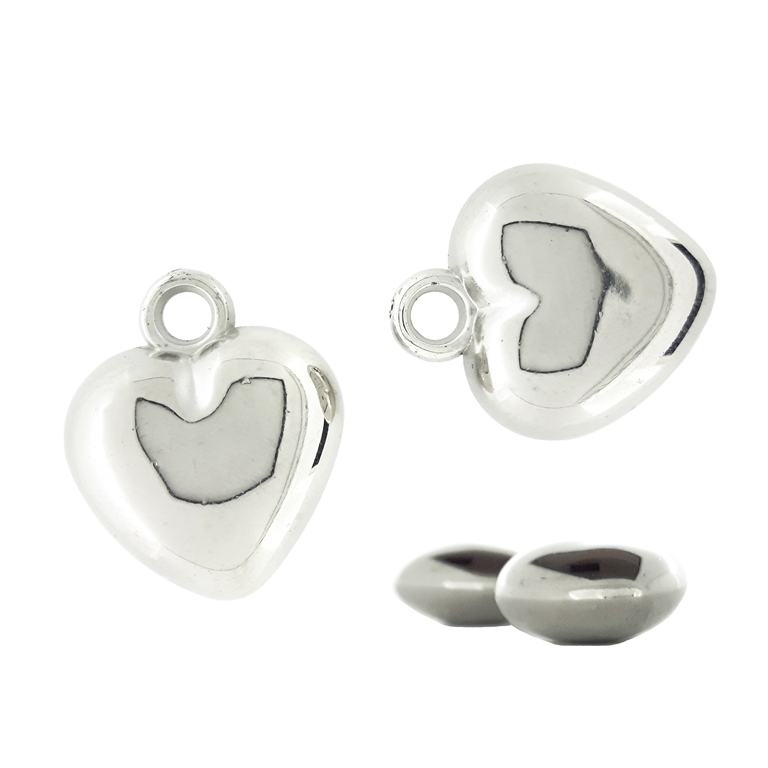 METAL PLATED PLASTIC / CCB PENDANTS - HEART 01 - 19x23x10mm NICKEL - PACKAGE 500g Hole-3.5mm (245pcs.)