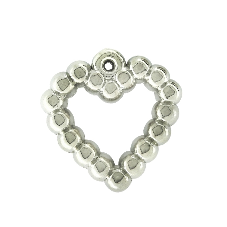 METAL PLATED PLASTIC / CCB PENDANTS - HEART CONTOUR FROM BALLS - 23x23x4.5mm NICKEL - PACKAGE 500g Hole-1.5mm (535pcs.)