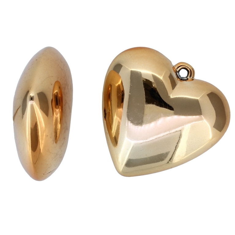 METAL PLATED PLASTIC / CCB PENDANTS - HEART 05 - 50x49x21mm ANTIQUE BRASS (LIGHT) - PACKAGE 500g Hole-3.0mm (21pcs.)