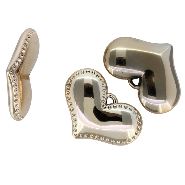 METAL PLATED PLASTIC / CCB PENDANTS - HEART WITH CONTOUR FROM DOTS - 62x42x11mm GOLD 03 - PACKAGE 500g Hole-5.0mm (32pcs.)