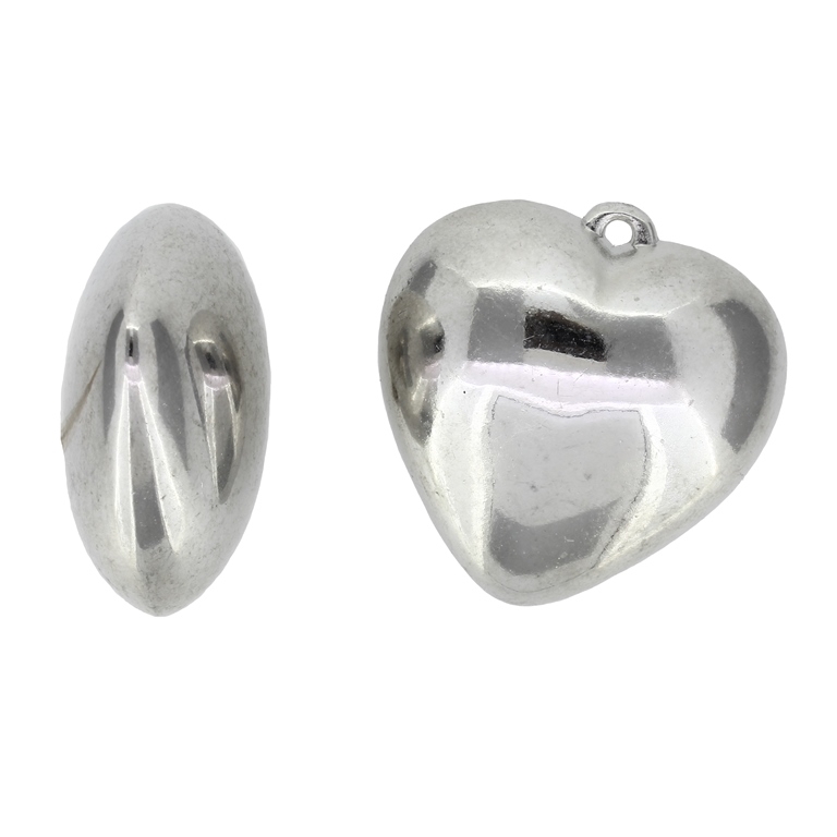 METAL PLATED PLASTIC / CCB PENDANTS - HEART 06 - 42x43x20mm NICKEL - PACKAGE 500g Hole-3.0mm (28pcs.)