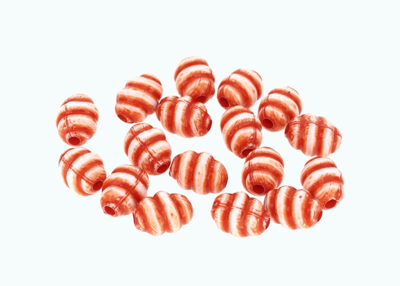 COLOR WASHED PLASTIC BEADS - OVAL SPIRAL - 12x9mm RED 02 - 50g Hole-2.5mm (100pcs.)