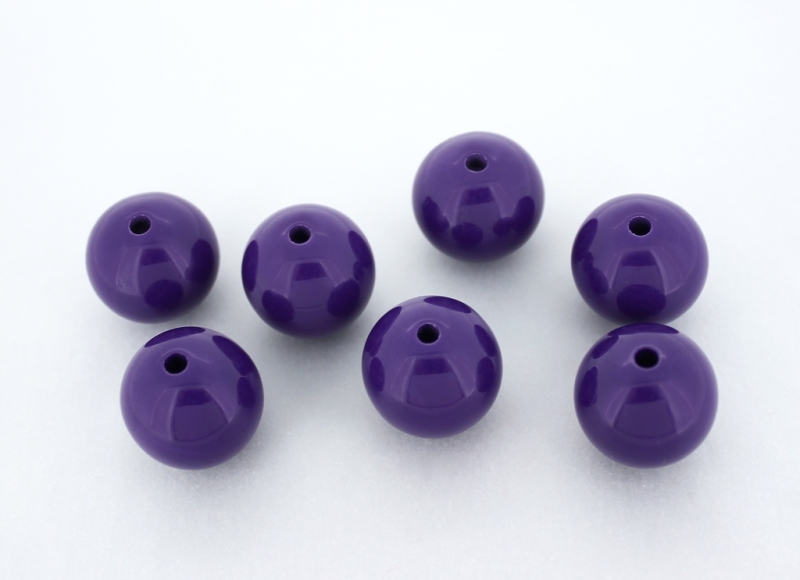 OPAQUE PLASTIC BEADS - BALL - 18mm PURPLE (DARK) ВА31 - PACKAGE 500g Hole-2.8mm (154pcs.)