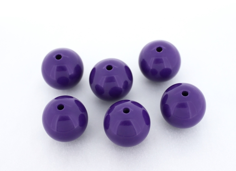 OPAQUE PLASTIC BEADS - BALL - 20mm PURPLE (DARK) ВА31 - PACKAGE 500g Hole-2.8mm (112pcs.)