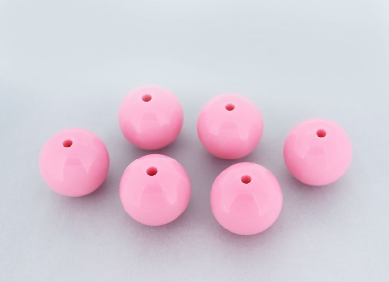 OPAQUE PLASTIC BEADS - BALL - 20mm PINK (LIGHT) ВА05 - PACKAGE 500g Hole-2.8mm (110pcs.)