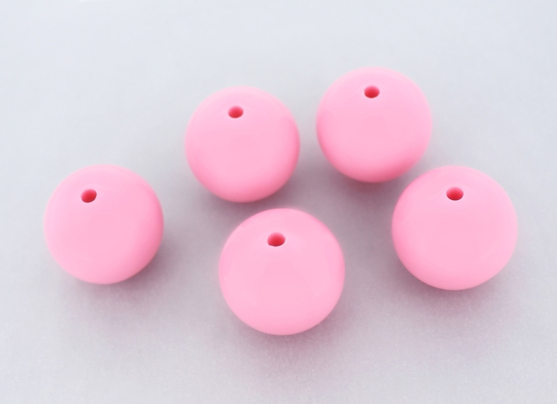 OPAQUE PLASTIC BEADS - BALL - 22mm PINK (LIGHT) ВА05 - 50g Hole-2.8mm (8pcs.)