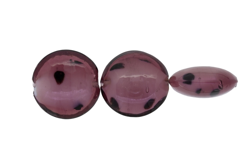 GLASS BEADS - MURANO STYLE - BONIBON WITH WHITE FILLING - 29х13mm ROSE DUST (DARK) WITH BROWN - 10pcs. Hole:1.5mm