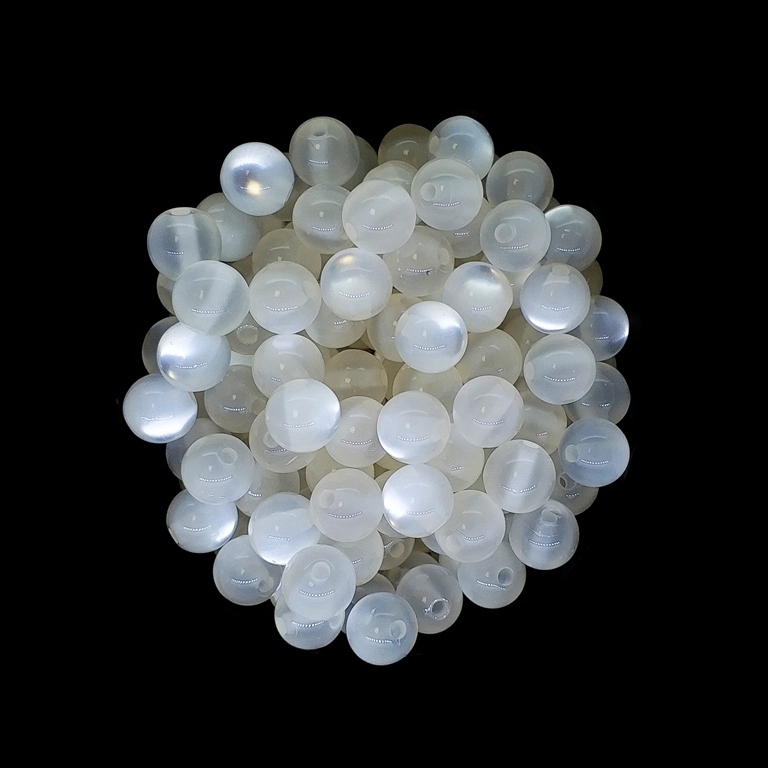 RESIN PLASTIC BEADS - CAT'S EYE - BALL - 8mm WHITE - PACKAGE 1000pcs. Hole-1.5mm