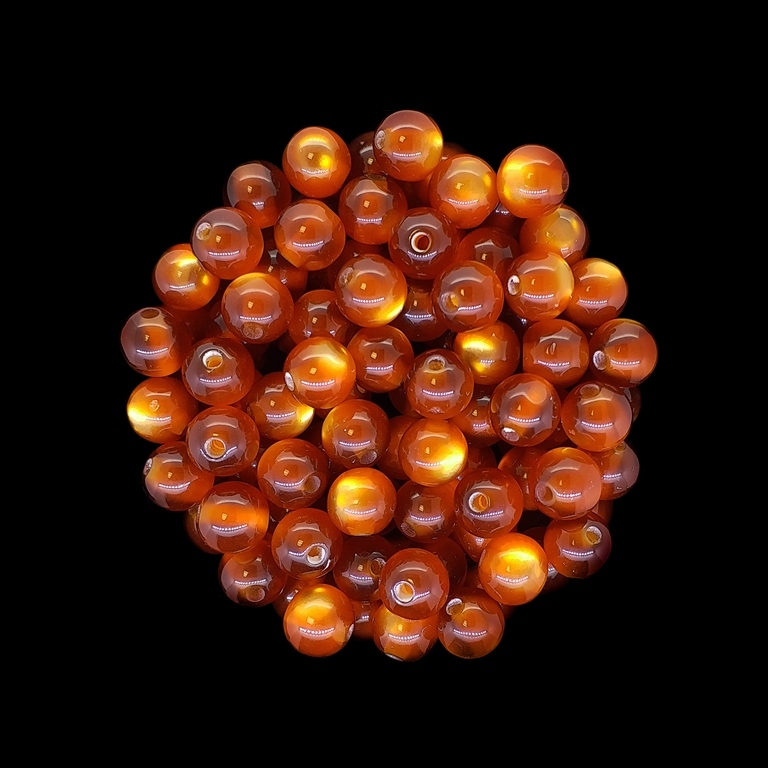 RESIN PLASTIC BEADS - CAT'S EYE - BALL - 8mm BROWN (LIGHT) - 50pcs. Hole-1.5mm