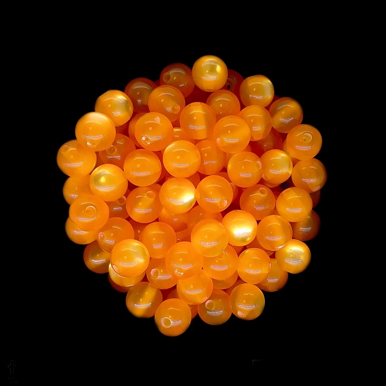 RESIN PLASTIC BEADS - CAT'S EYE - BALL - 8mm ORANGE - PACKAGE 1000pcs. Hole-1.5mm