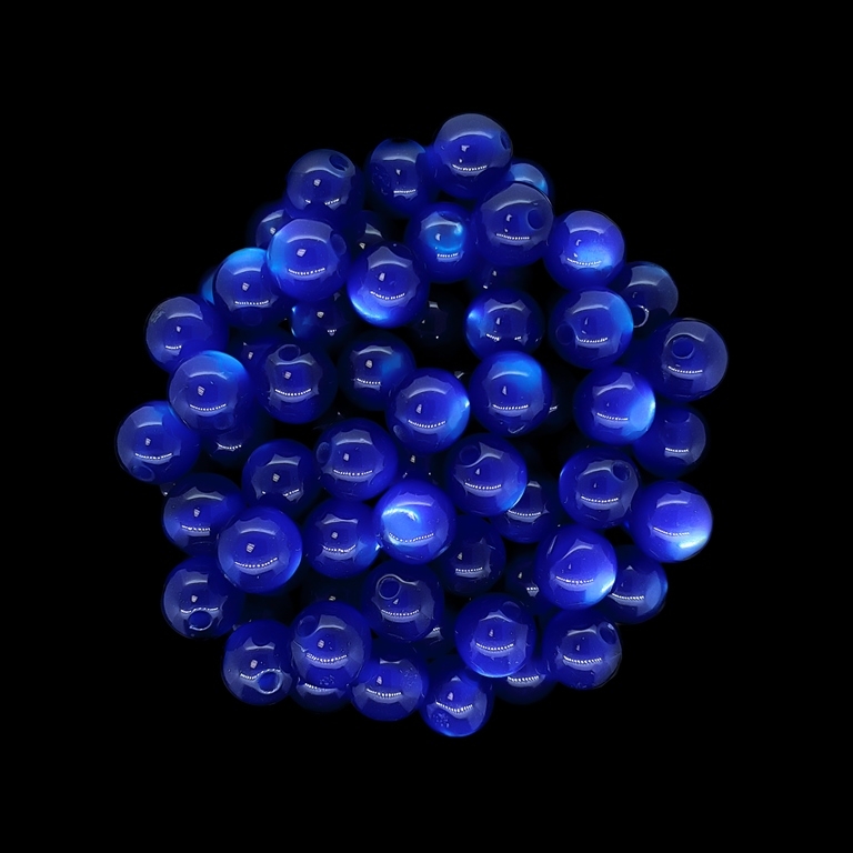 RESIN PLASTIC BEADS - CAT'S EYE - BALL - 8mm BLUE (DARK) - PACKAGE 1000pcs. Hole-1.5mm