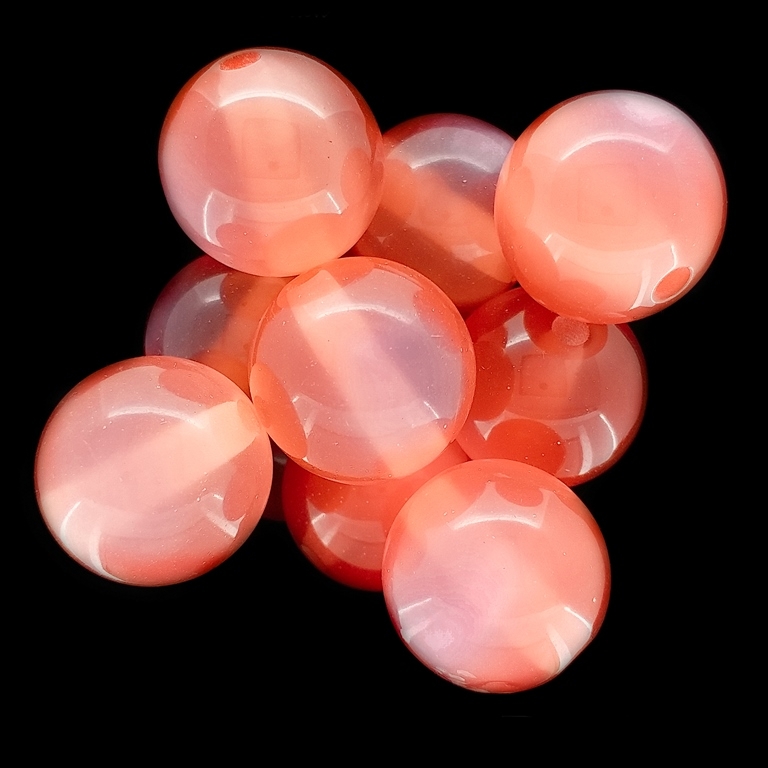 RESIN PLASTIC BEADS - CAT'S EYE - BALL - 20mm PEACH - PACKAGE 100pcs. Hole-3.0mm