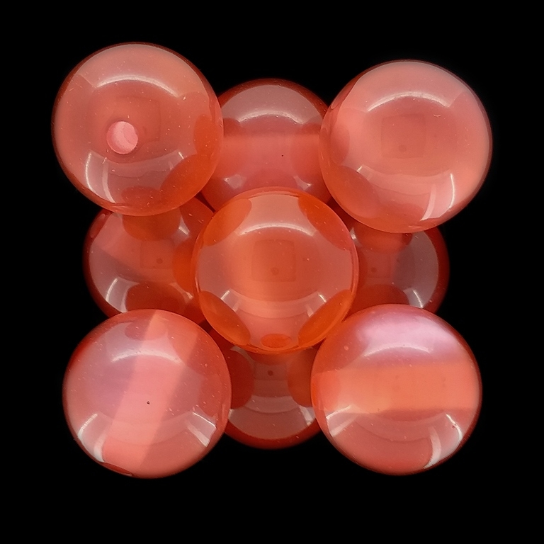 RESIN PLASTIC BEADS - CAT'S EYE - BALL - 20mm PEACH (DARK) - 5pcs. Hole-3.0mm