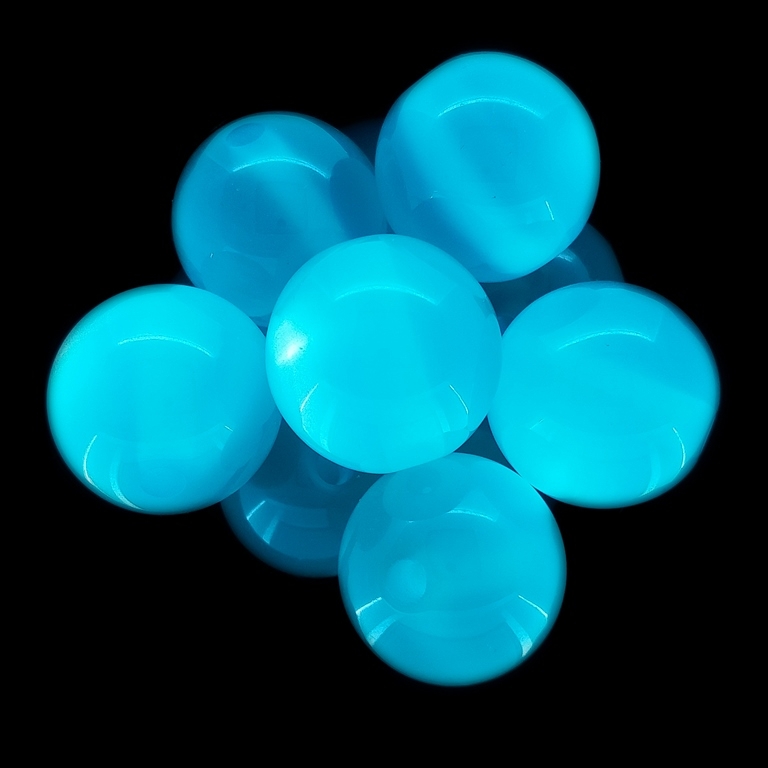 RESIN PLASTIC BEADS - CAT'S EYE - BALL - 20mm BLUE (LIGHT) - 5pcs. Hole-3.0mm