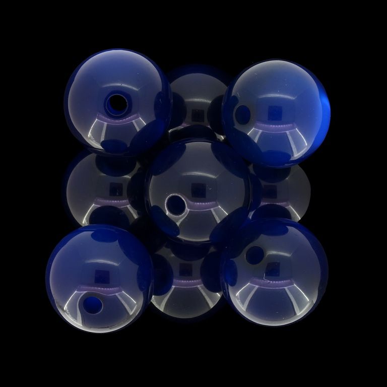 RESIN PLASTIC BEADS - CAT'S EYE - BALL - 20mm BLUE (DARK) - PACKAGE 100pcs. Hole-3.0mm