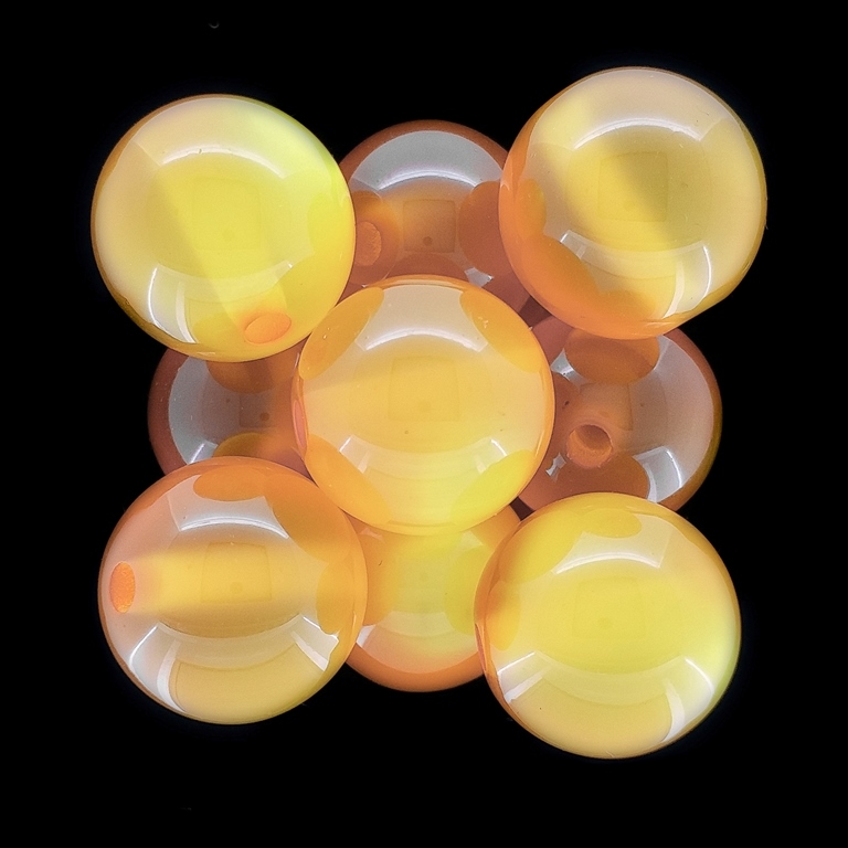 RESIN PLASTIC BEADS - CAT'S EYE - BALL - 20mm CHAMPAGNE - 5pcs. Hole-3.0mm