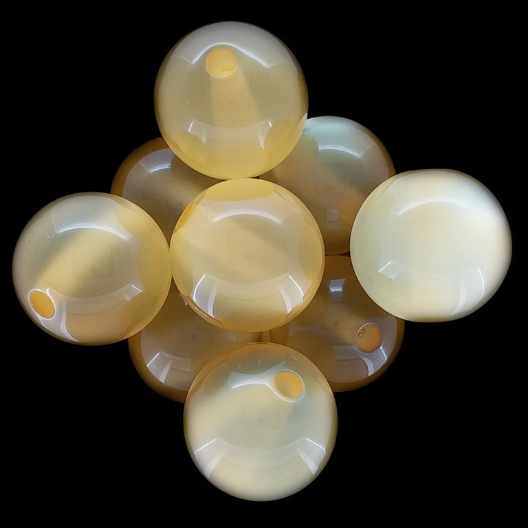 RESIN PLASTIC BEADS - CAT'S EYE - BALL - 20mm CHAMPAGNE (LIGHT) - PACKAGE 100pcs. Hole-3.0mm