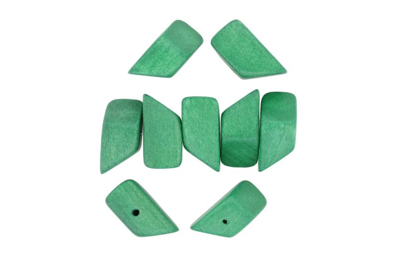 WOODEN BEADS - IRREGULAR FORM 02 - 13х13х23mm GREEN GRASSY - 100pcs. Hole:2.0mm