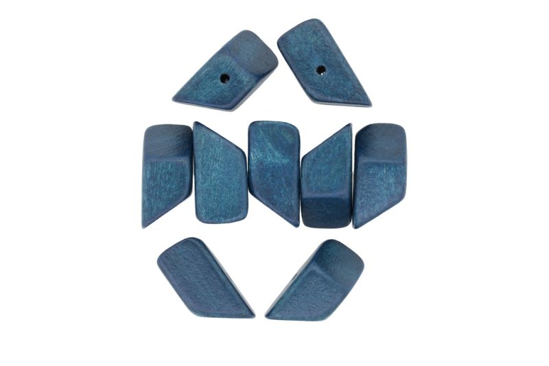 WOODEN BEADS - IRREGULAR FORM 02 - 13х13х23mm TURQUOISE BLUE - 100pcs. Hole:2.0mm