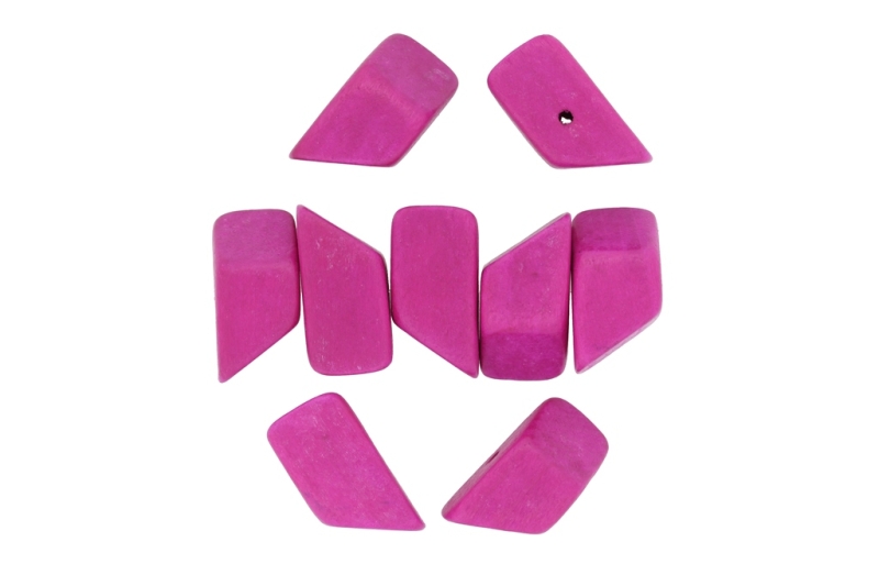 WOODEN BEADS - IRREGULAR FORM 02 - 13х13х23mm CYCLAMEN (DARK)- 100pcs. Hole:2.0mm