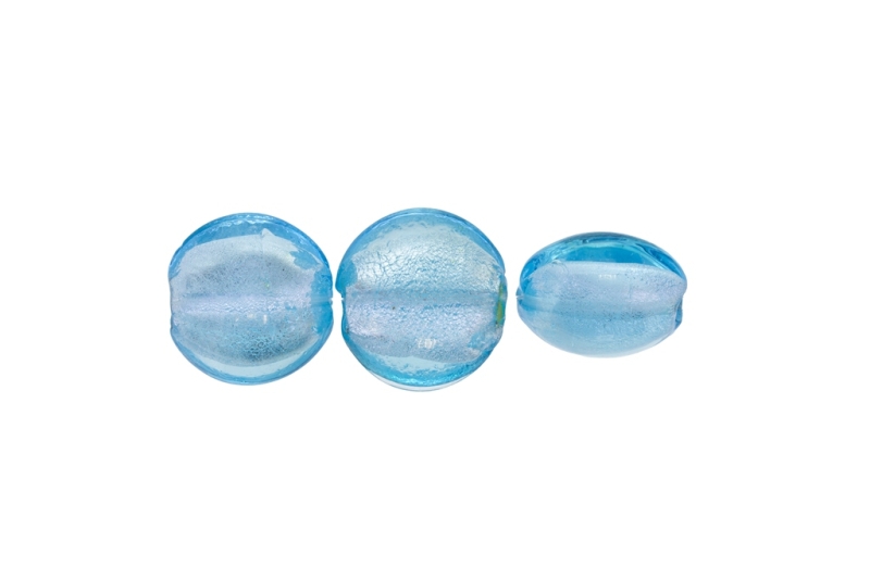 GLASS BEADS - MURANO STYLE - BONIBON WITH SILVER FILLING - 20х10mm BLUE SKY - 20pcs. Hole:1.5mm