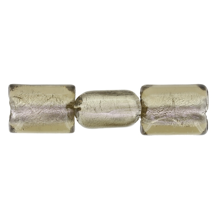 GLASS BEADS - MURANO STYLE - RECTANGULAR WITH SILVER FILLING - 20х16х11mm GRAY - 15pcs. Hole:1.5mm