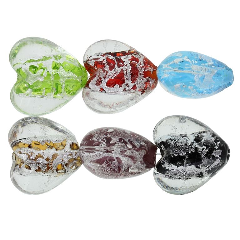 GLASS BEADS - MURANO STYLE - HEART 02 - 20х20х13mm MIX - 12pcs. Hole:1.5mm