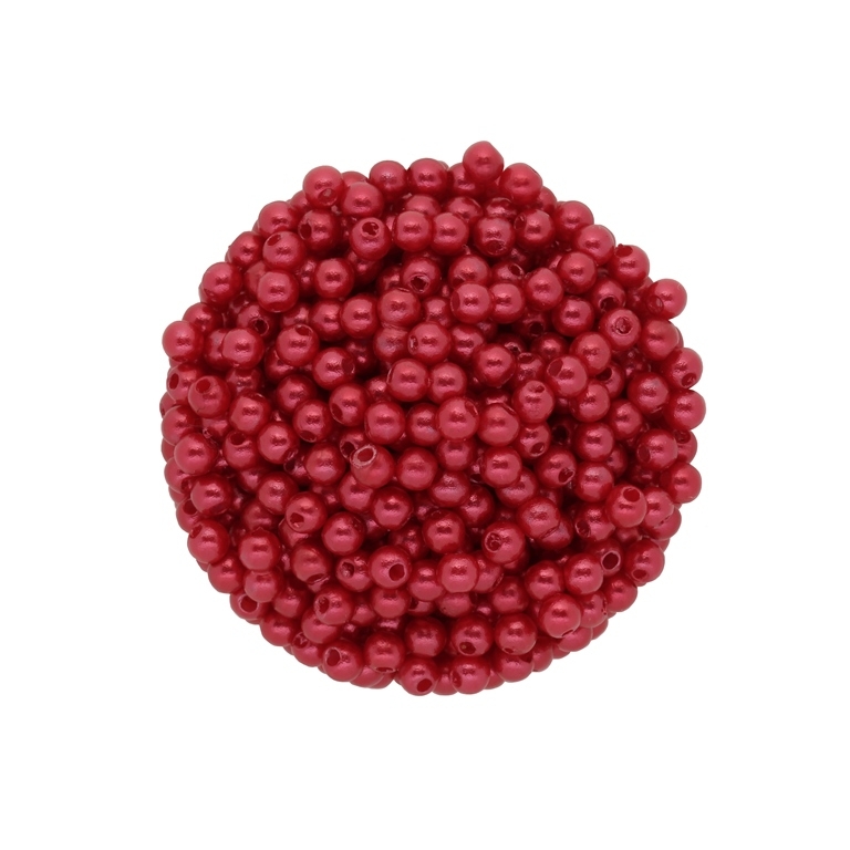 ACRYLIC IMITATION PLASTIC PEARLS - BALL - 4mm RED 41 - PACKAGE 500g Hole-1.5mm (18300 pcs.)