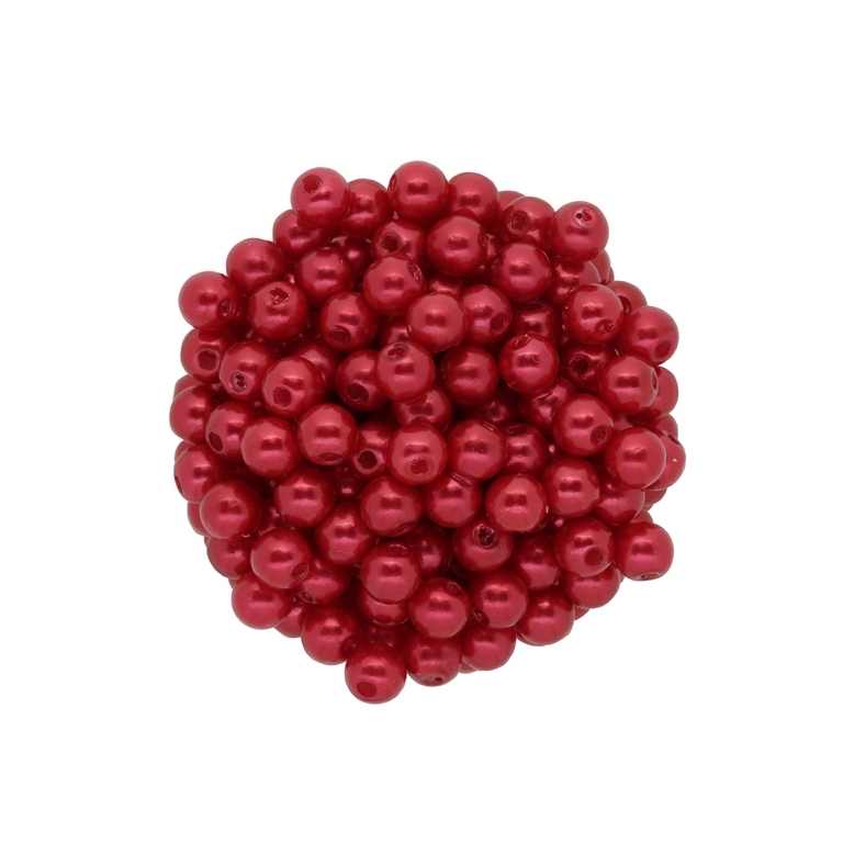 ACRYLIC IMITATION PLASTIC PEARLS - BALL - 6mm RED 41 - 50g Hole-2.0mm (480 pcs.)